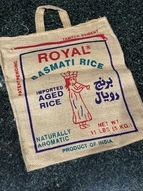 Royal Basmati Rice Burlap zipperTote Bag Himalayas purse jute